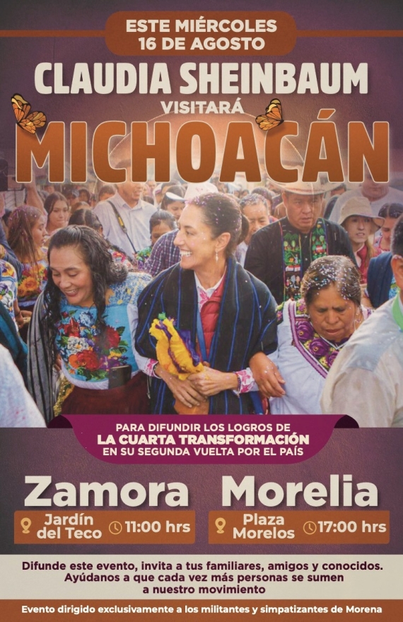 Claudia Sheinbaum Visita por Tercera Vez Michoacán convoca a sus seguidores de Zamora y Morelia 