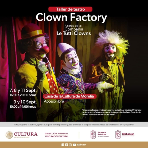 Llega taller gratuito de clown a la Casa de la Cultura de Morelia 
