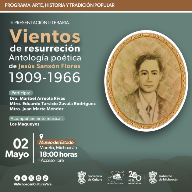 Rendirán homenaje al poeta Jesús Sansón Flores en el Museo del Estado 