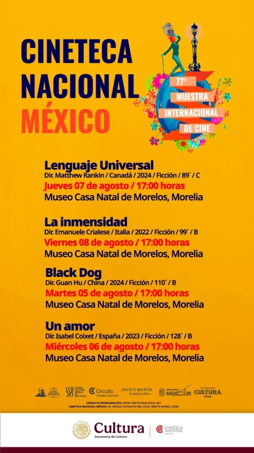 ¡Cine gratis en Morelia! Se te invita a la 77 Muestra Internacional del Séptimo Arte  