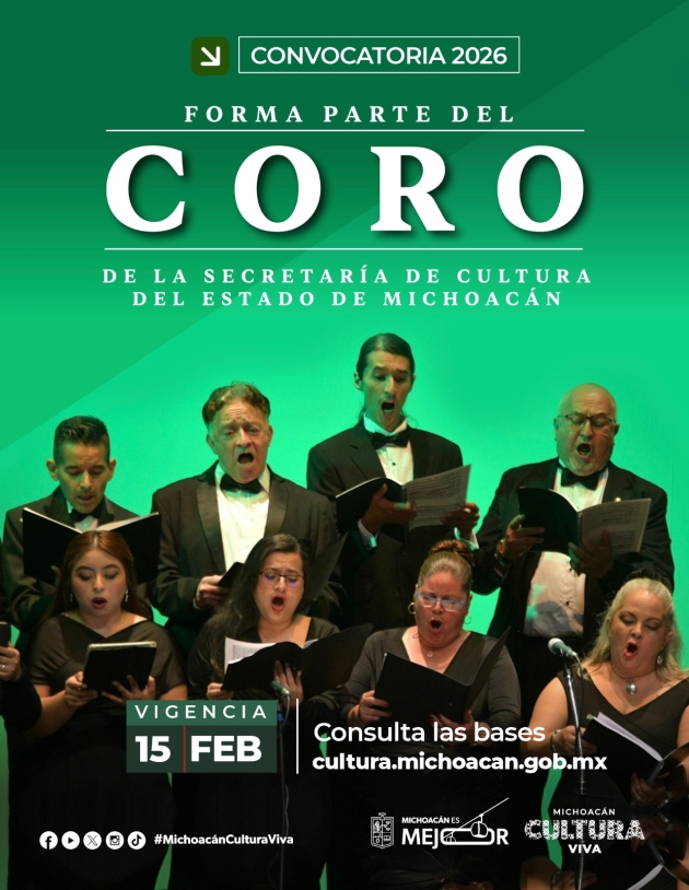 ¿Eres cantante? Únete al Coro de la Secretaría de Cultura de Michoacán 