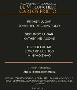 John Henry Crawford ganador del IX Concurso Internacional de Violonchelo Carlos Prieto