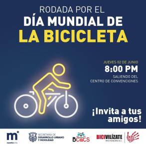 Invita SEDUM Morelia a rodar por el Día Mundial de la Bicicleta 
