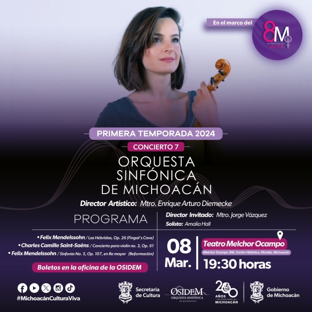 La violinista internacional Amalia Hall engalanará concierto de la Osidem 