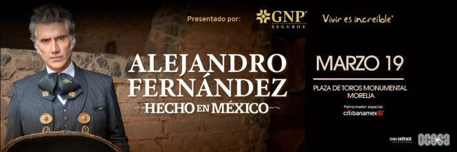 Alejandro Fernández presentará su Concierto Hecho en México en Morelia Michoacán el Próximo Marzo 2020