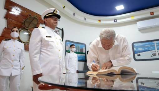 El Presidente  Andrés Manuel López Obrador  anuncia unión de Marina Mercante y Marina Armada de México para el fortalecimiento del cuidado de puertos 